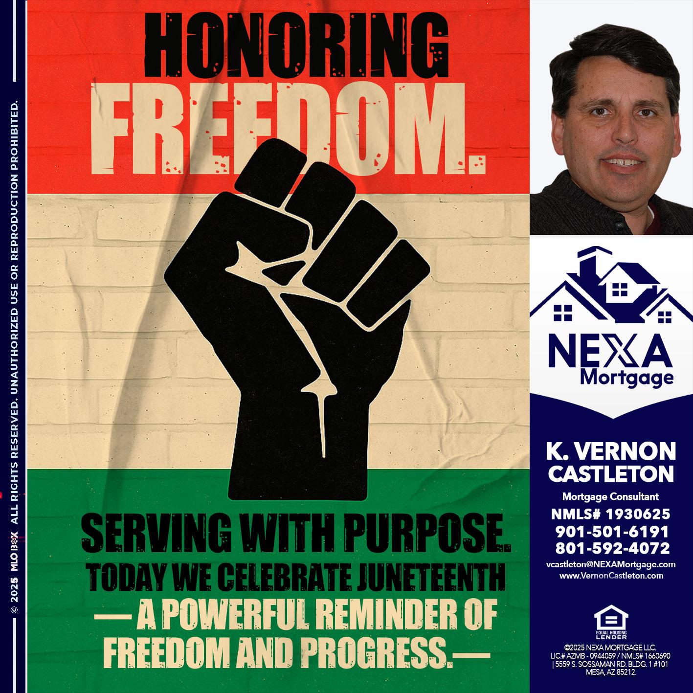 HONORING FREEDOM - K. Vernon Castleton -Mortgage Consultant