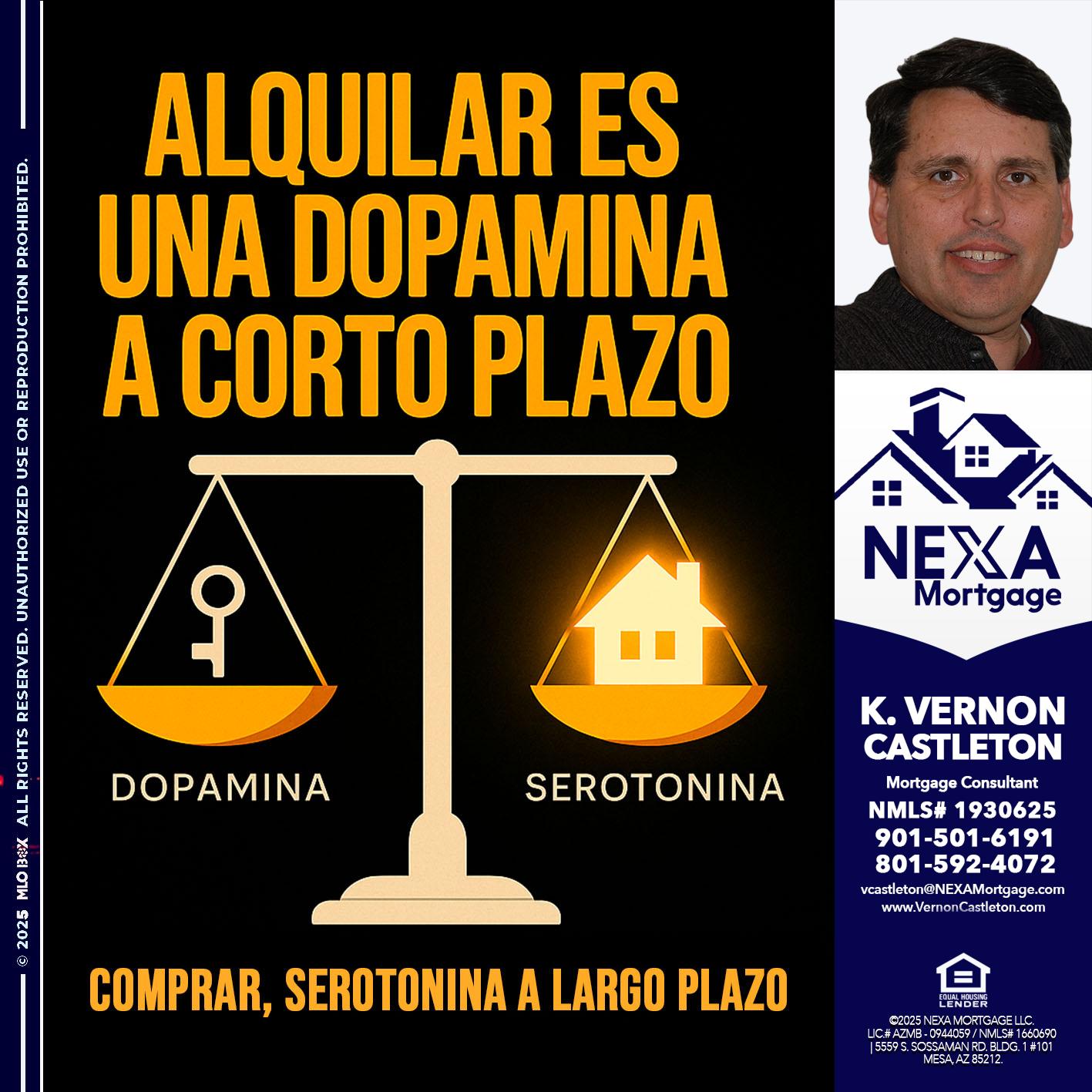 ALQUILAR ES UNA DOPAMINA - K. Vernon Castleton -Mortgage Consultant