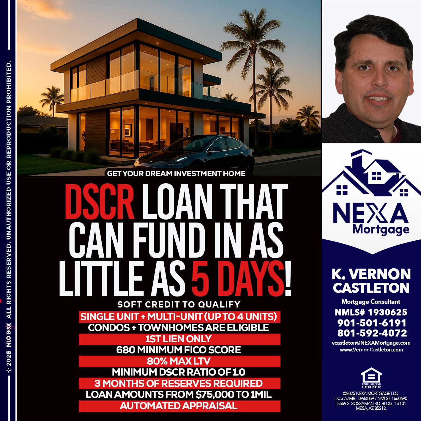 DSCR LOAN - K. Vernon Castleton -Mortgage Consultant