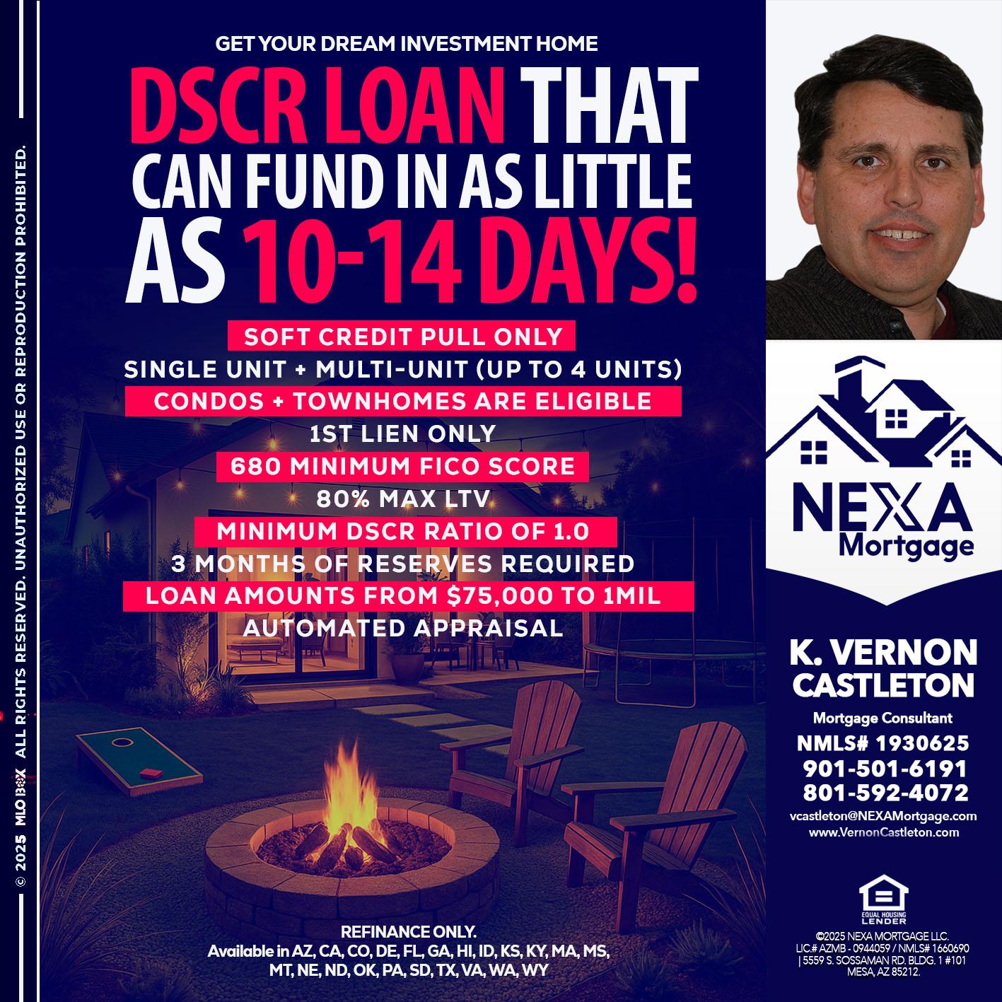 DSCR LOAN - K. Vernon Castleton -Mortgage Consultant