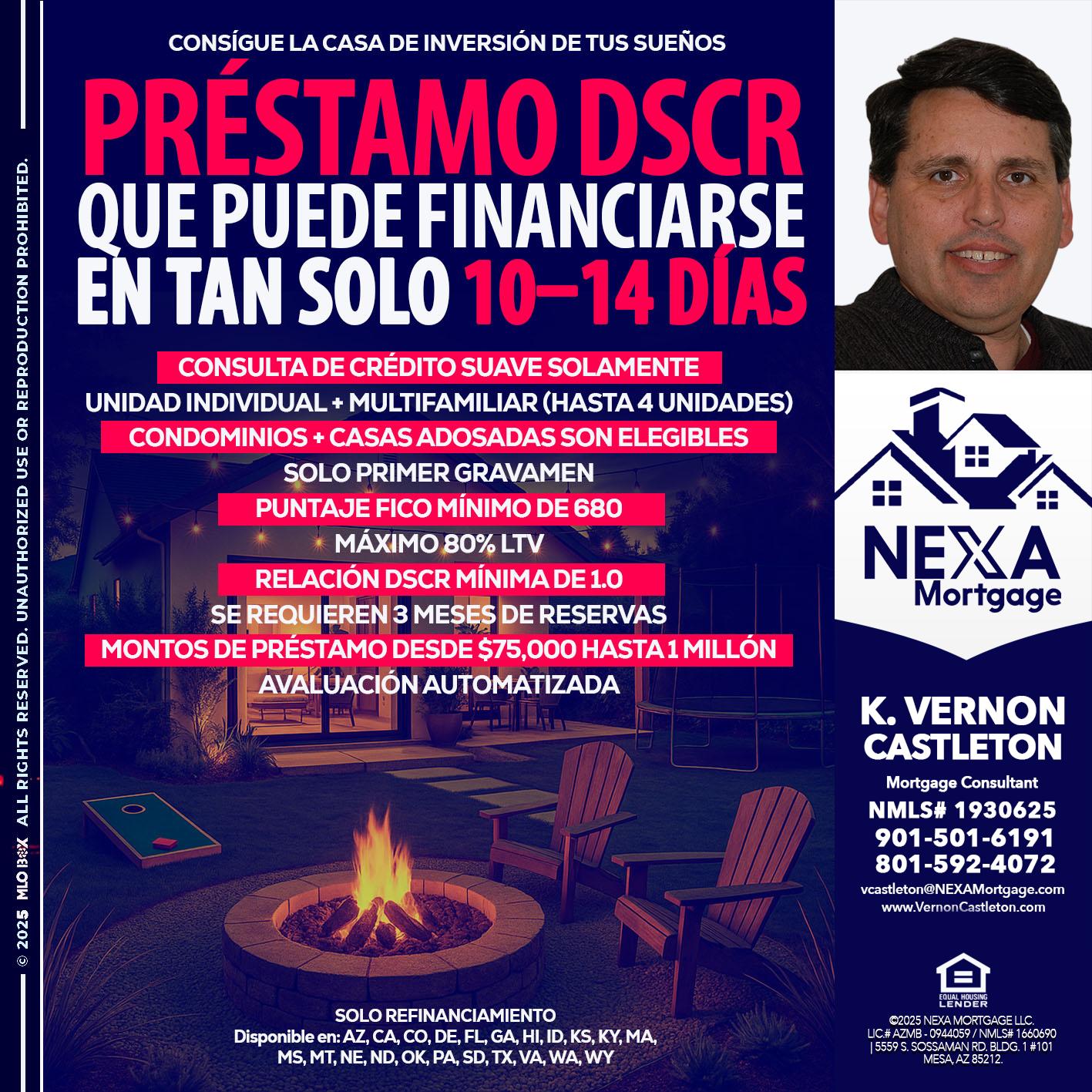 PRESTAMOS DSCR - K. Vernon Castleton -Mortgage Consultant
