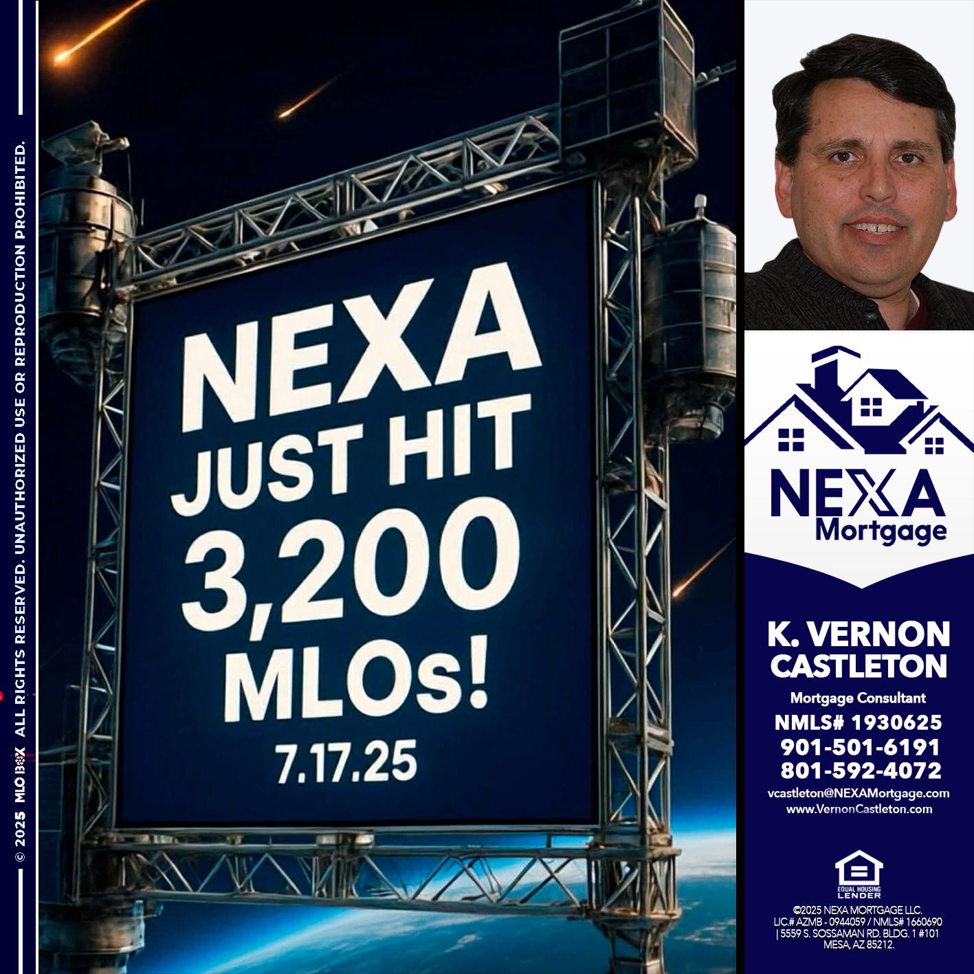 NEXA JUST HIT 3,200 - K. Vernon Castleton -Mortgage Consultant