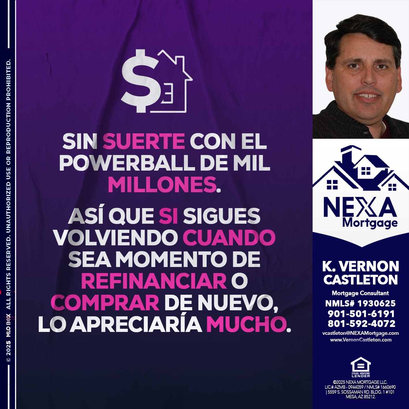 SIN SUERTE - K. Vernon Castleton -Mortgage Consultant