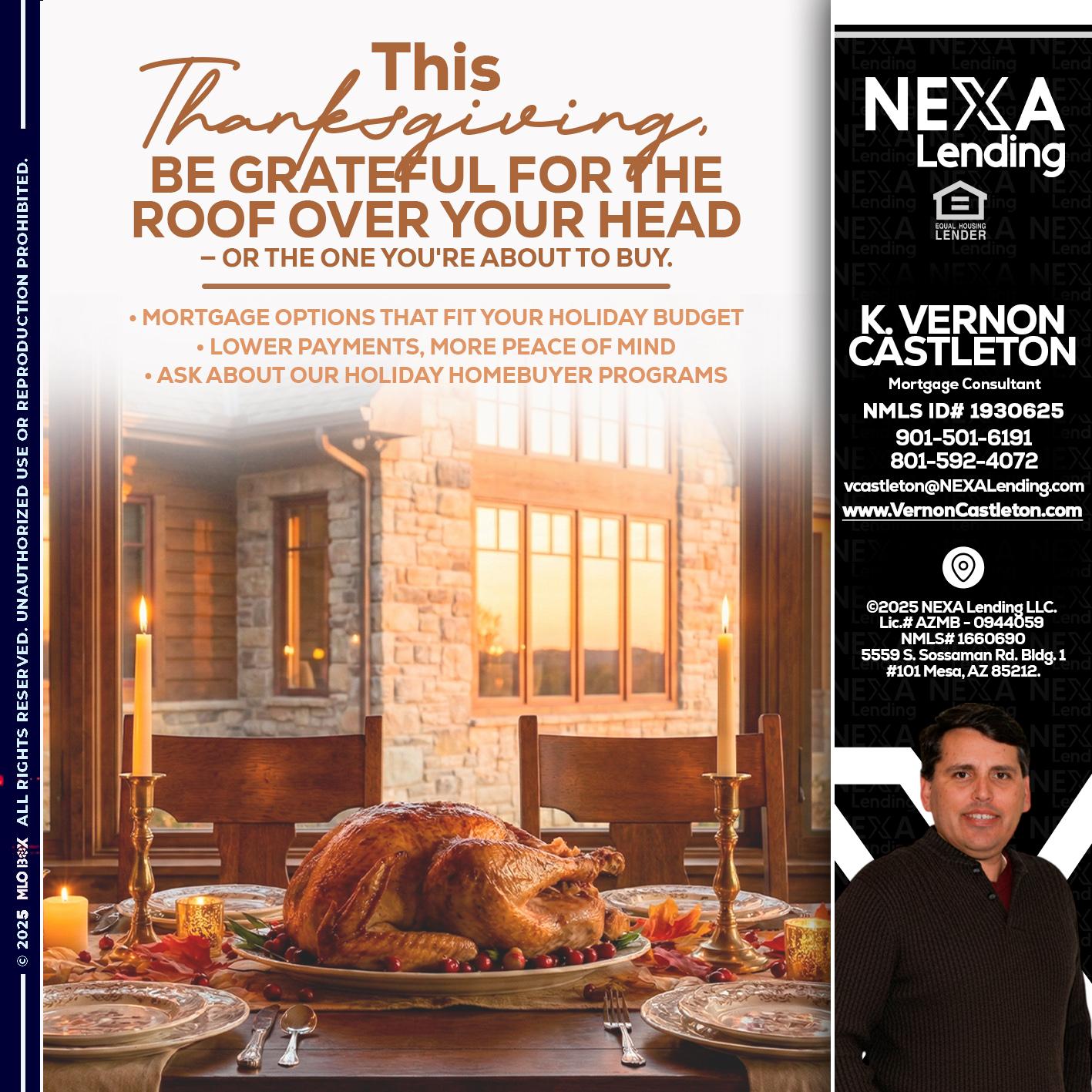 THIS THANKSGIVING - K. Vernon Castleton -Mortgage Consultant