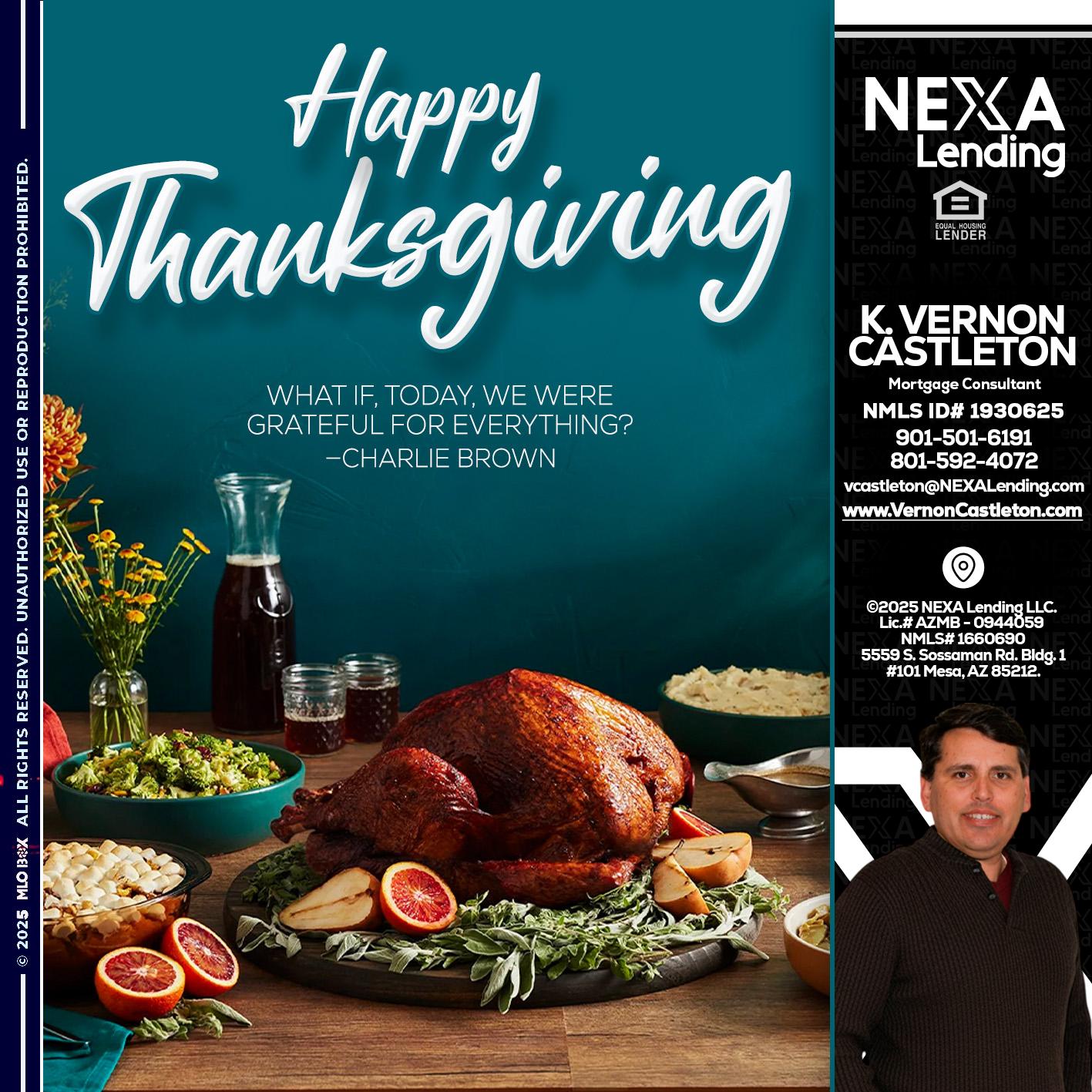 happy Thanksgiving - K. Vernon Castleton -Mortgage Consultant