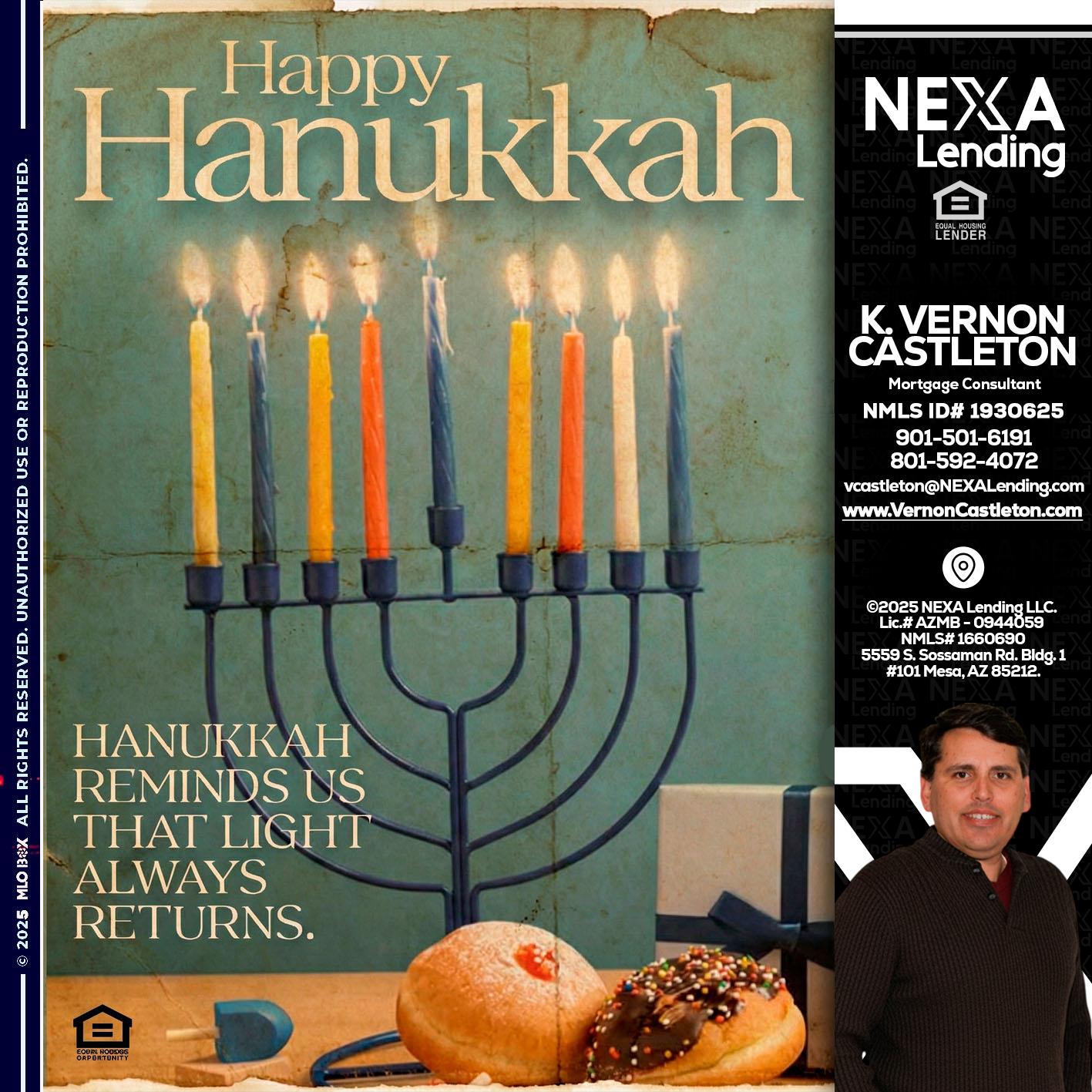 HAPPY HANUKKAH - K. Vernon Castleton -Mortgage Consultant