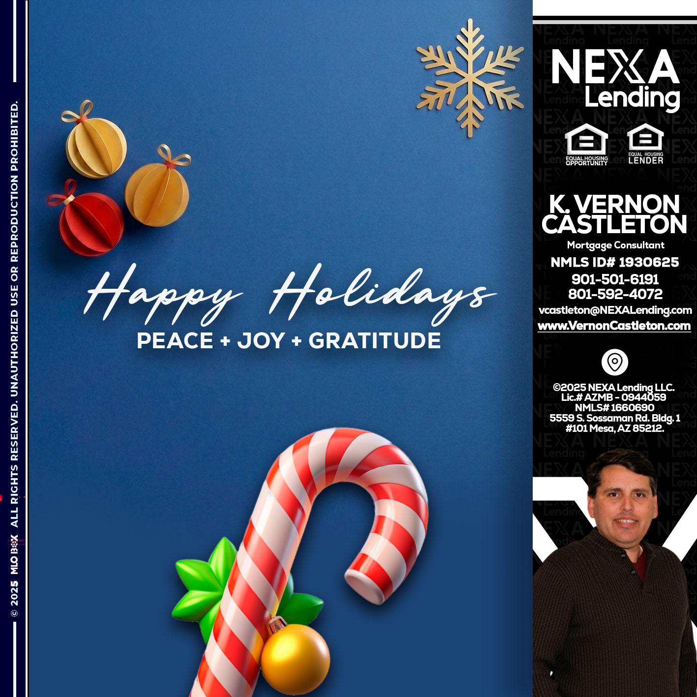 HAPPY HOLIDAYS - K. Vernon Castleton -Mortgage Consultant