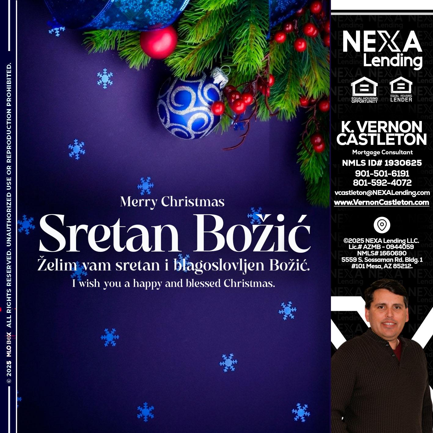 Sretan Božić - K. Vernon Castleton -Mortgage Consultant