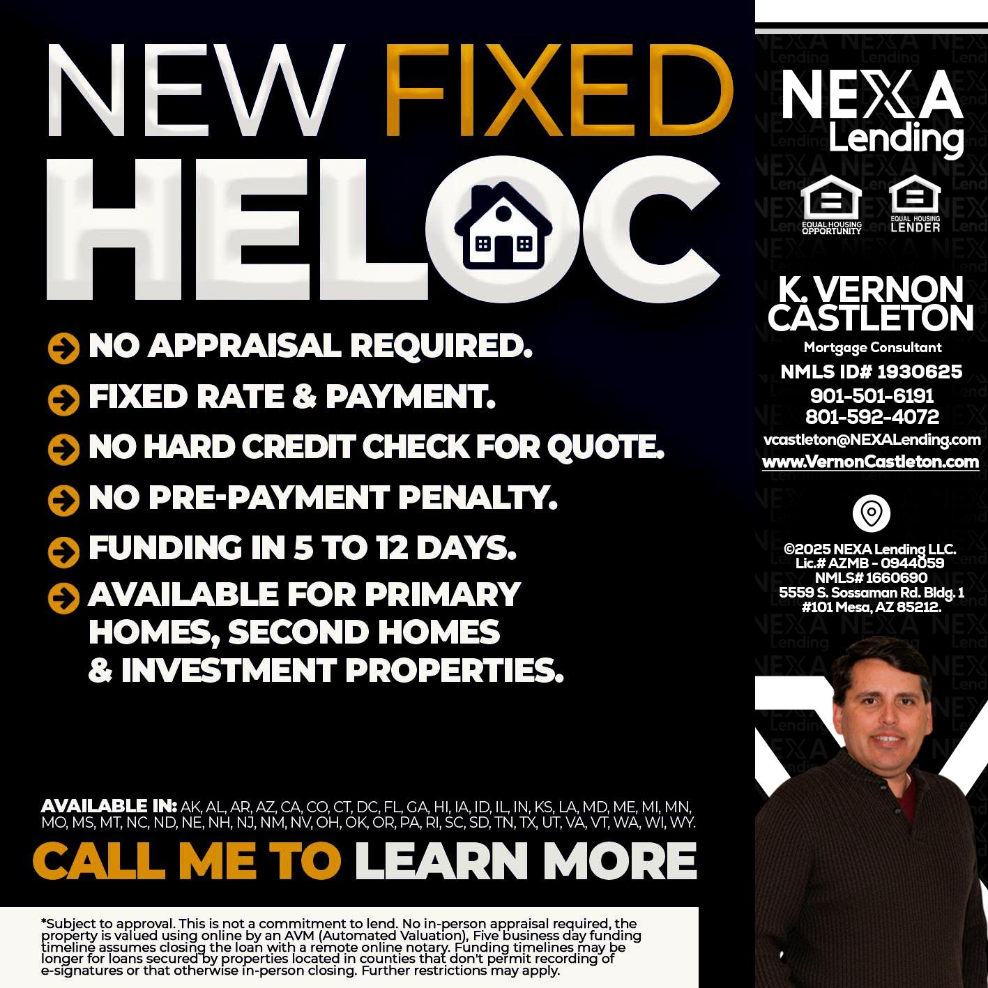 HELOC - K. Vernon Castleton -Mortgage Consultant