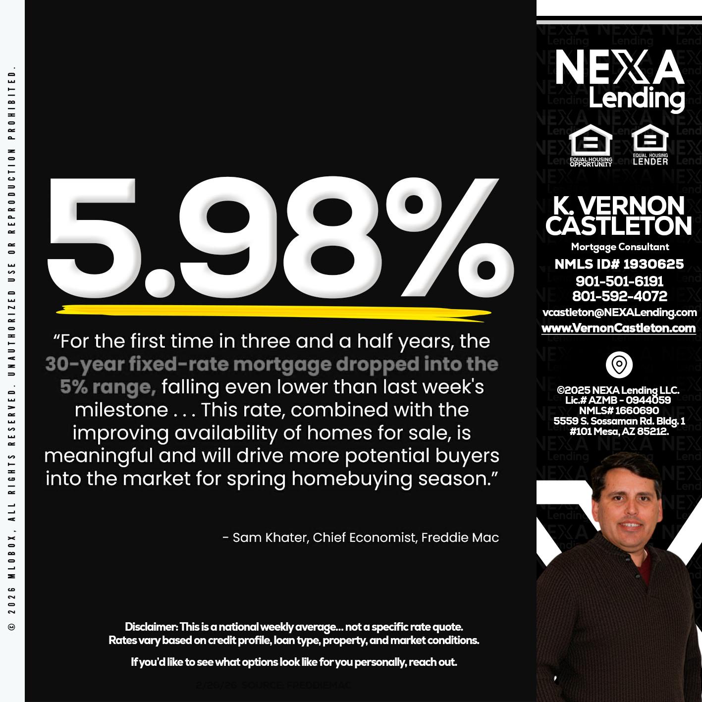 5.98% - K. Vernon Castleton -Mortgage Consultant