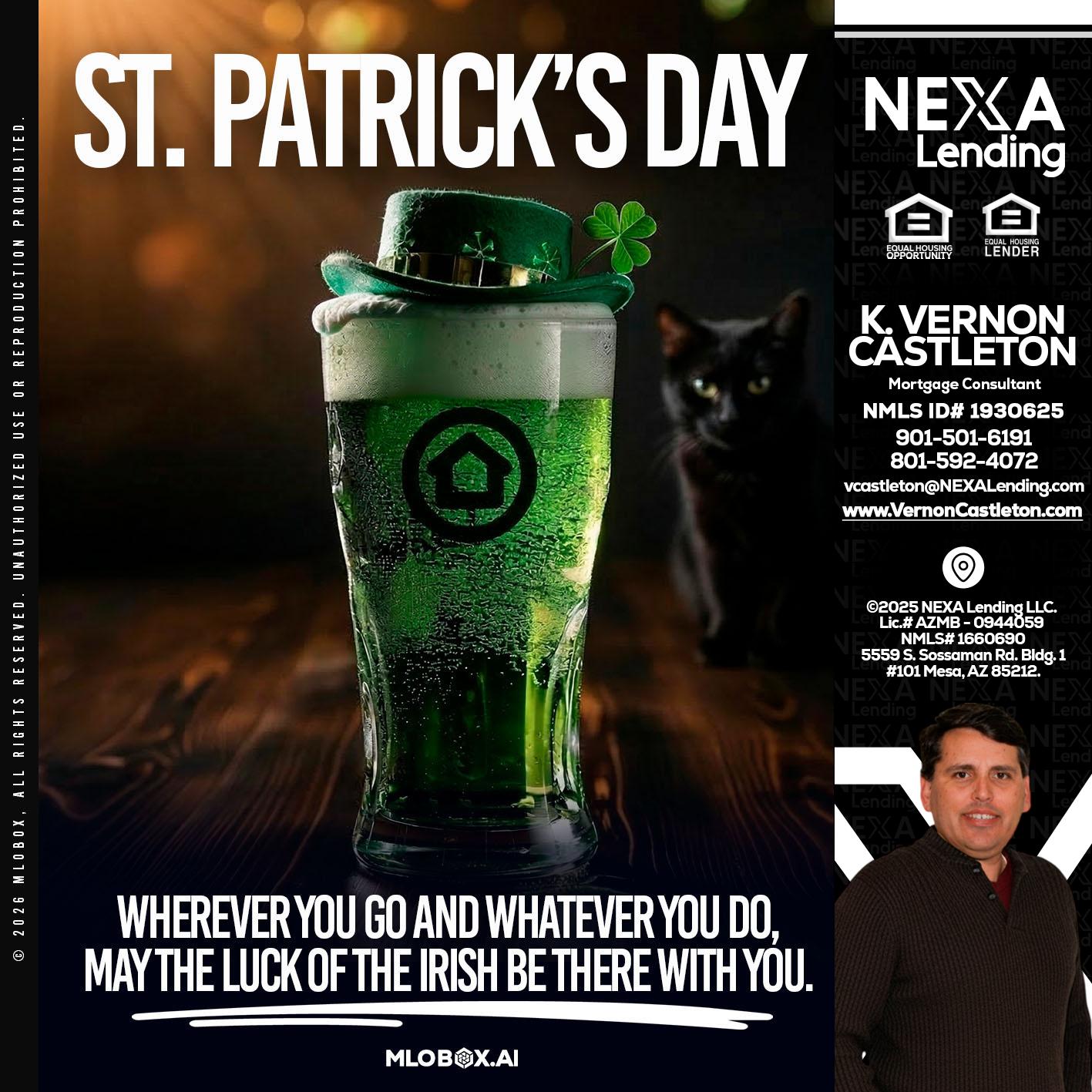 st. Patricks day - K. Vernon Castleton -Mortgage Consultant