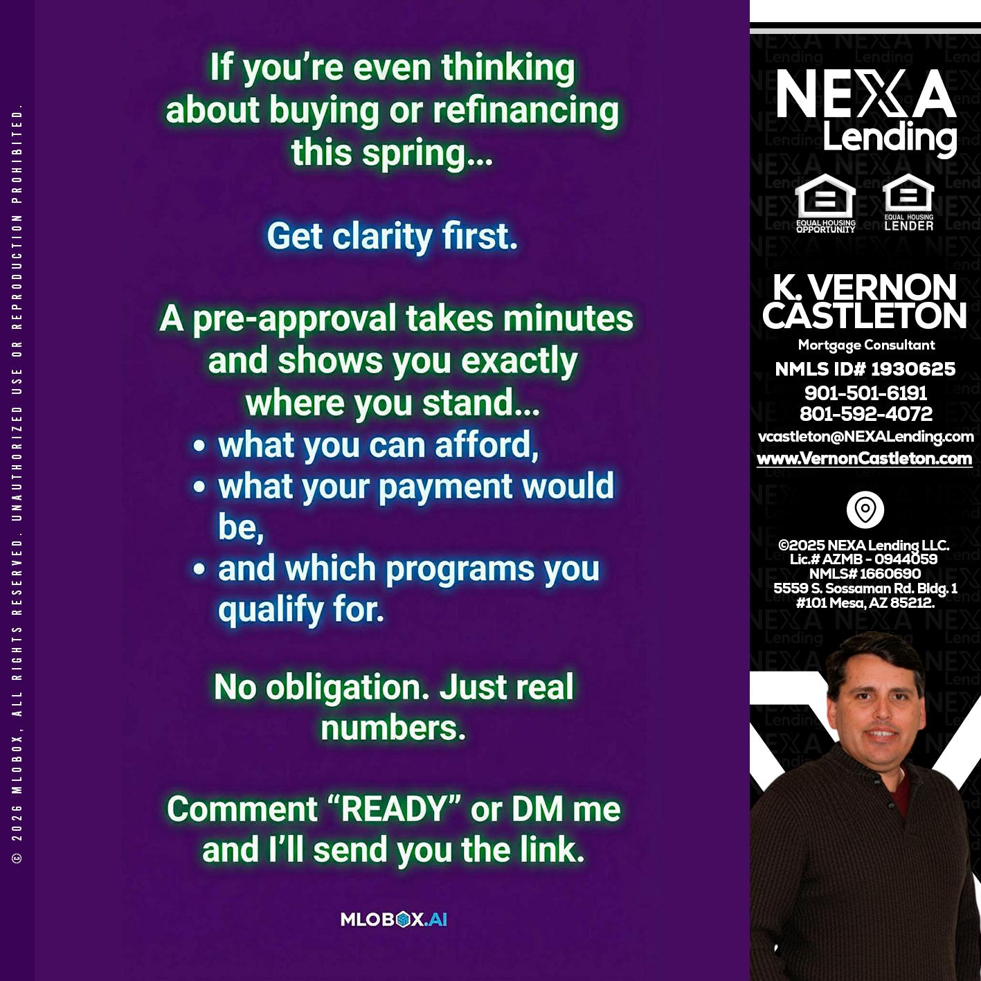 IF YOU THINKING - K. Vernon Castleton -Mortgage Consultant