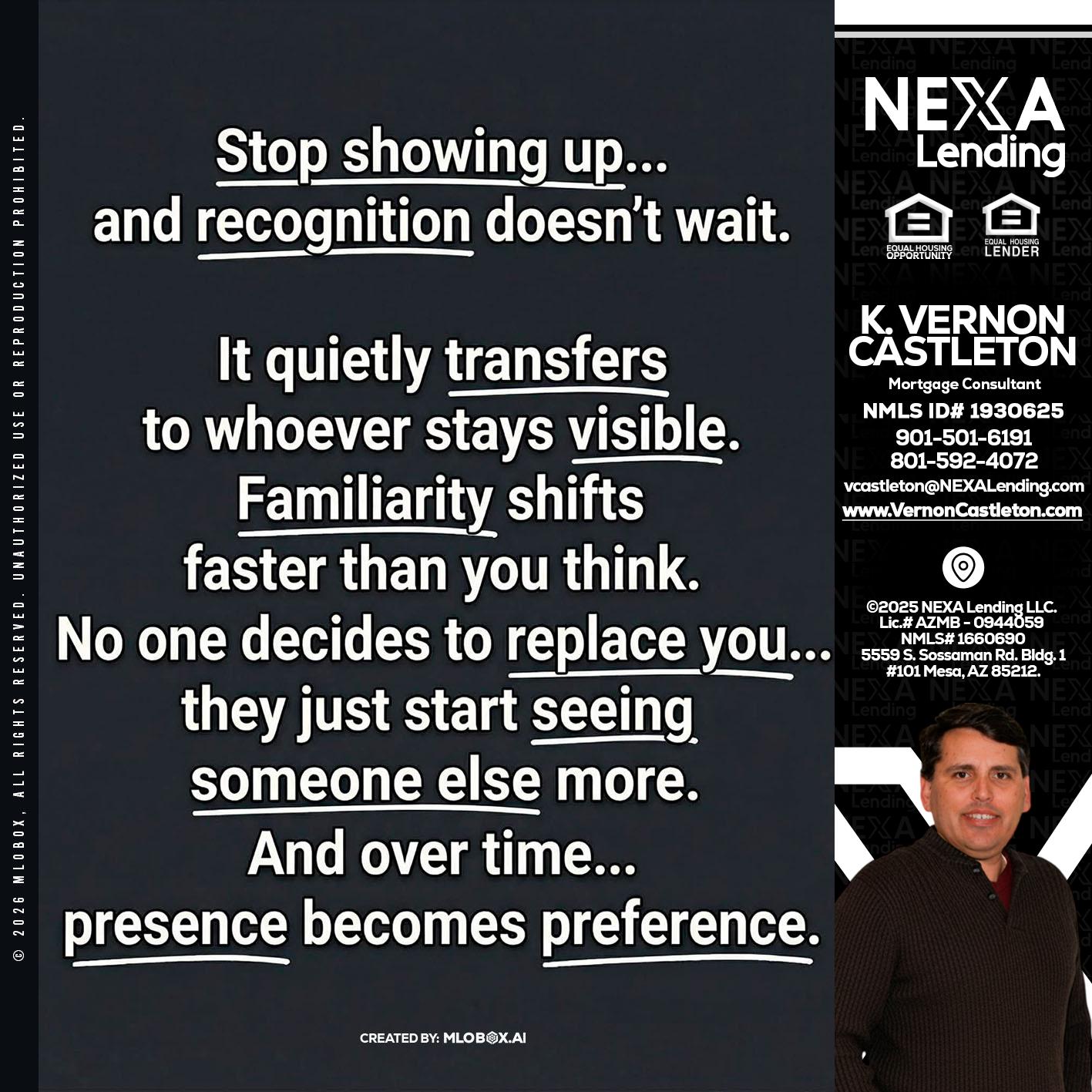 STOP SHOWING - K. Vernon Castleton -Mortgage Consultant