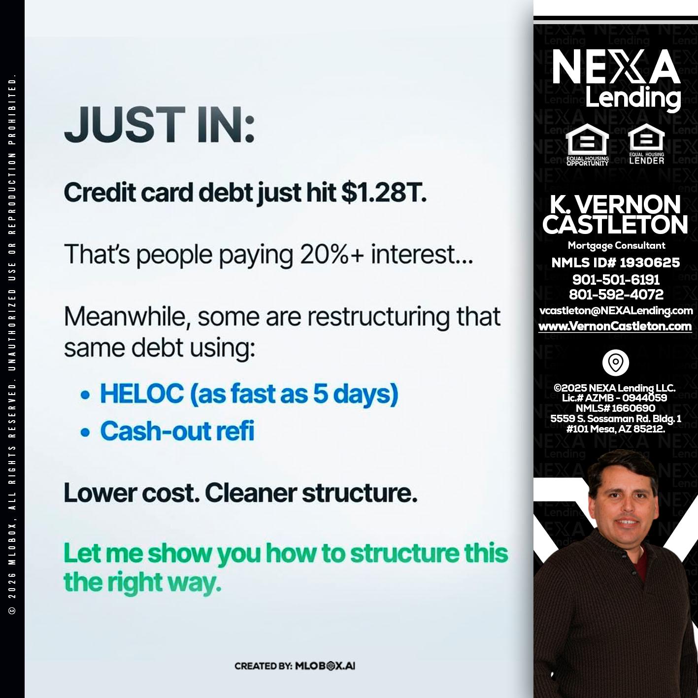 JUST IN - K. Vernon Castleton -Mortgage Consultant