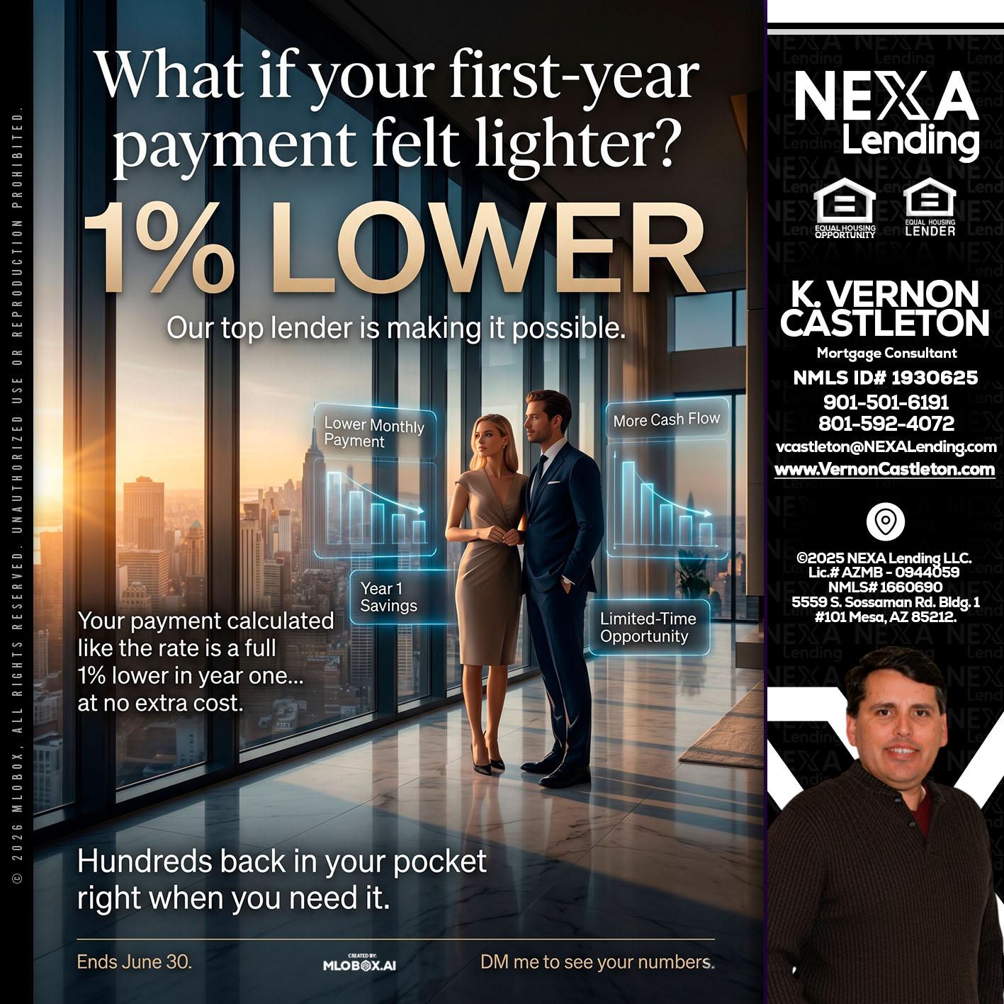 1% LOWER - K. Vernon Castleton -Mortgage Consultant