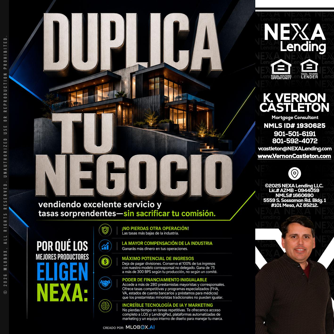 DUPLICA TU NEGOCIO - K. Vernon Castleton -Mortgage Consultant